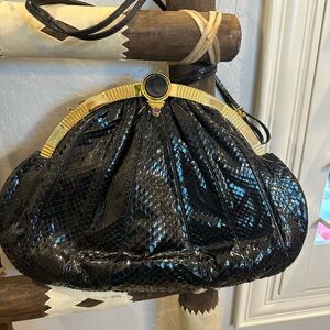 Judith Leiber Black and Gold Clutch